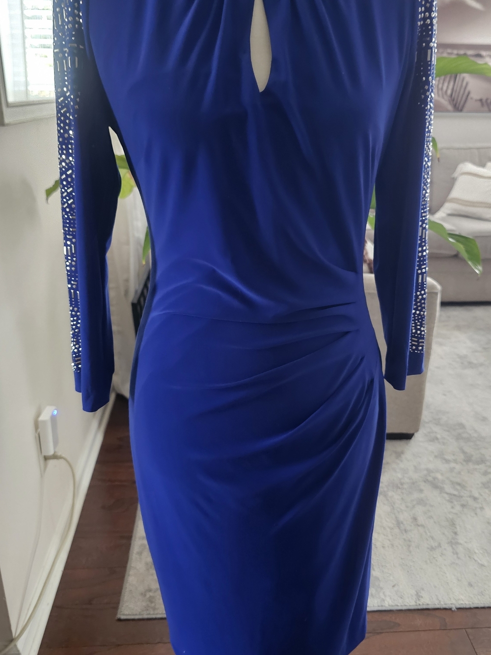 Women's Royal Blue Long-Sleeve Evening Dress